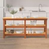 Établi avec étagère Brun cire 181,5 x 50 x 80 cm Pin massif 532491532491