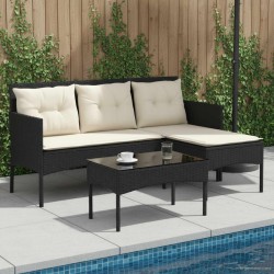 Ensemble de canapé de jardin 2 pcs Noir et Crème polyrotin 532531532531