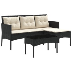 Ensemble de canapé de jardin 2 pcs Noir et Crème polyrotin 532531532531