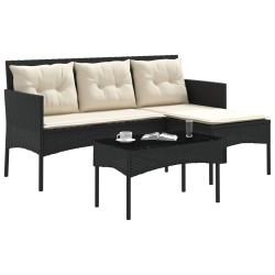 Ensemble de canapé de jardin 2 pcs Noir et Crème polyrotin 532531532531