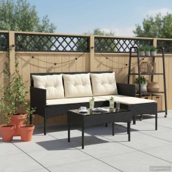 Ensemble de canapé de jardin 2 pcs Noir et Crème polyrotin 532531532531