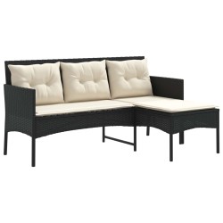 Ensemble de canapé de jardin 2 pcs Noir et Crème polyrotin 532531532531
