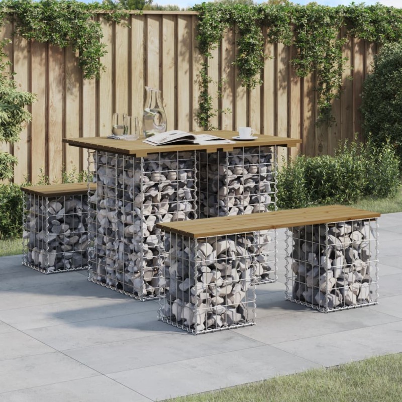 Table de jardin Gabion Design 100x70x72 cm Bois de pin imprégné 532533532533