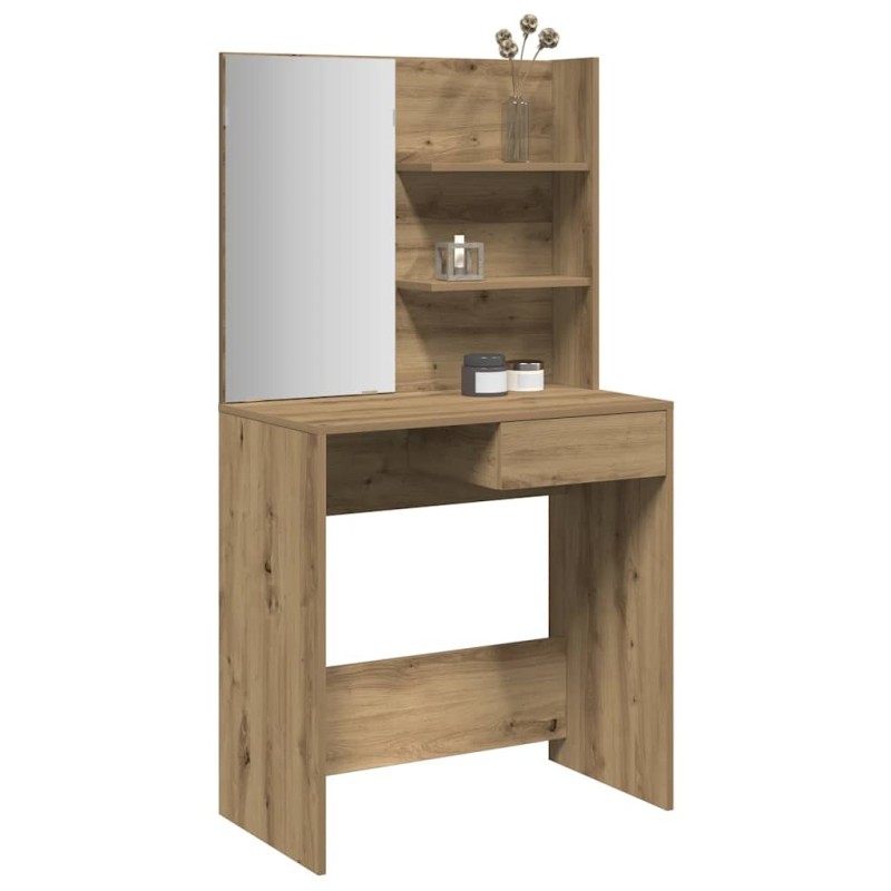 Coiffeuse avec miroir chêne artisanal 74,5x40x141 cm 532557532557