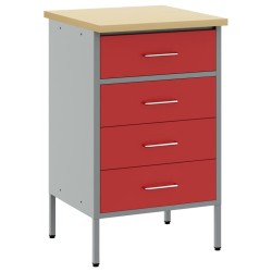 Établi Rouge et Gris 50 x 55 x 85 cm Bois d'ingénierie et acier 532558532558