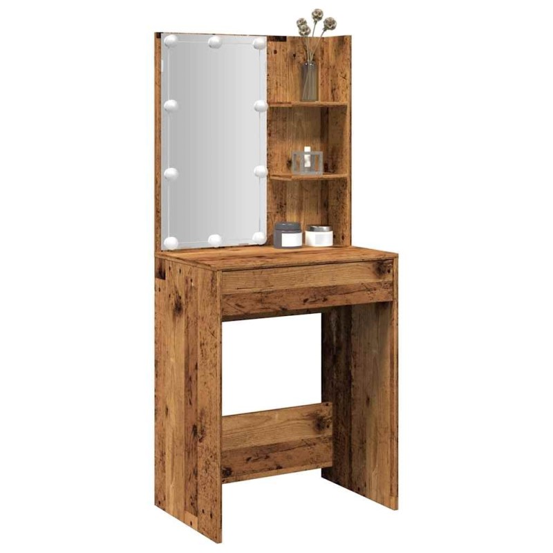 Coiffeuse avec LED vieux bois 60x40x140 cm 532574532574