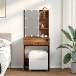 Coiffeuse avec LED vieux bois 60x40x140 cm 532574532574