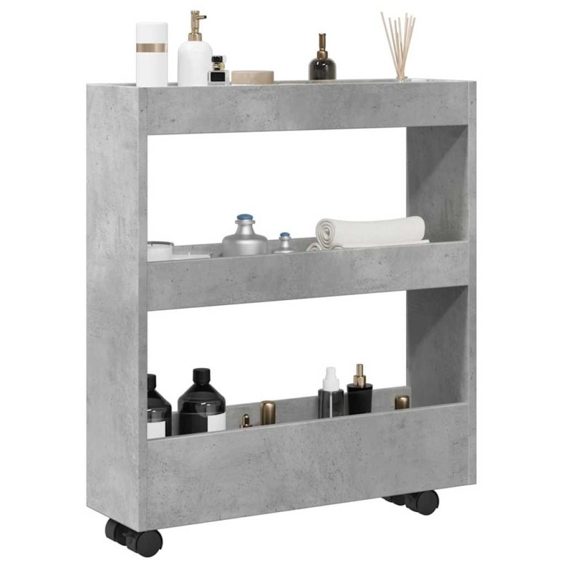 Chariot de rangement étroit 3 niveaux gris béton 532579532579
