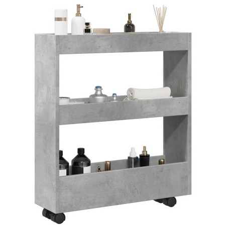 Chariot de rangement étroit 3 niveaux gris béton 532579532579