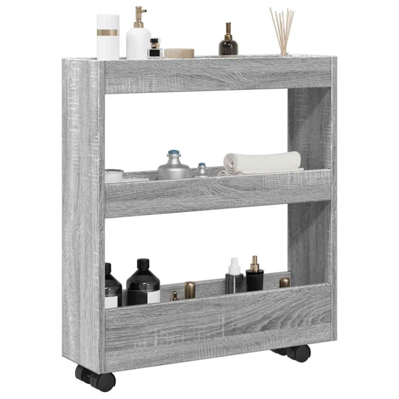 Chariot de rangement étroit 3 niveaux sonoma gris 532582532582
