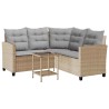 Canapé de jardin avec table et coussins en forme de L beige 532614532614