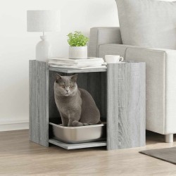 Meuble de bac à litière pour chat sonoma gris bois d'ingénierie 532646532646