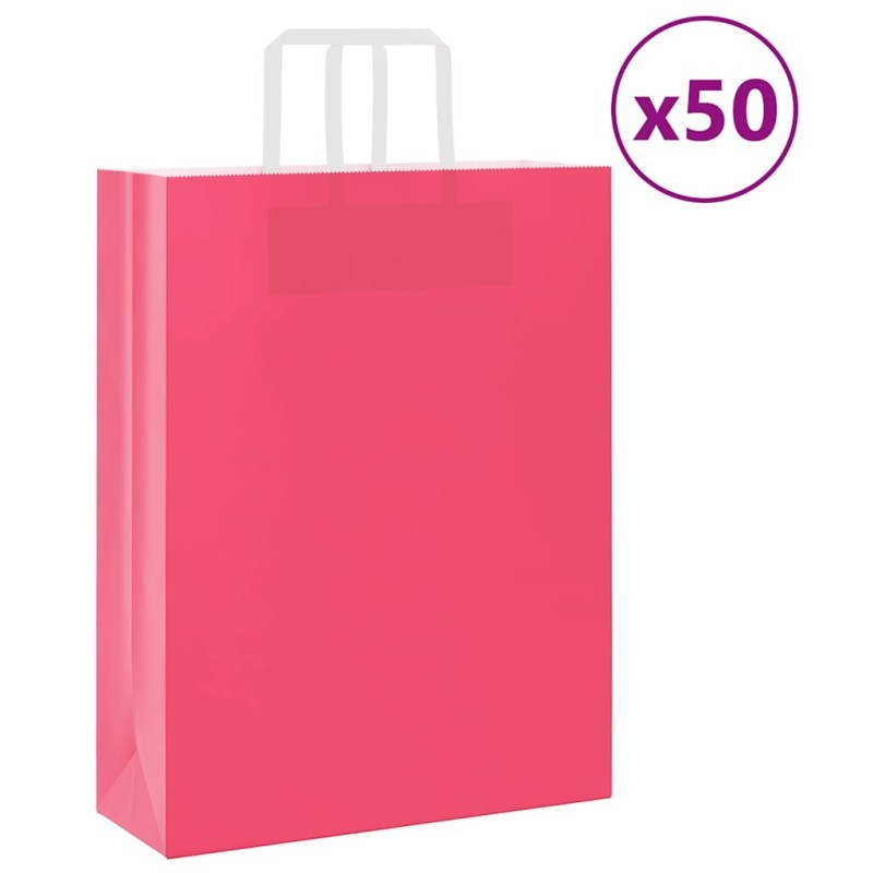 Sacs en papier 50 pcs avec poignées rose 32x12x42 cm 532652532652