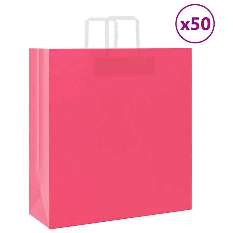 Sacs en papier 50 pcs avec poignées rose 45x17x48 cm 532653532653