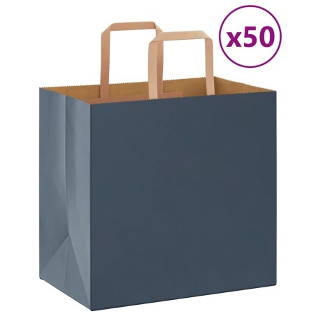 Sacs en papier 50 pcs avec poignées bleu 26x17x25 cm 532656532656