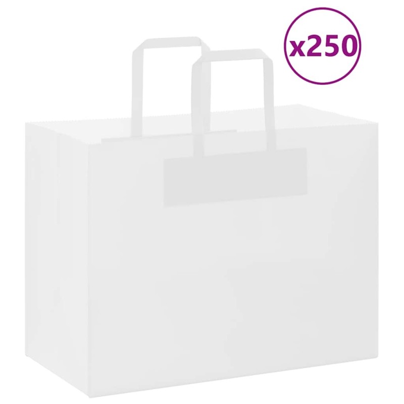 Sacs en papier 250 pcs avec poignées blanc 32x17x25 cm 532658532658