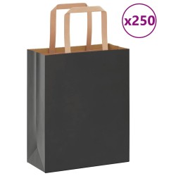 Sacs en papier 250 pcs avec poignées noir 18x8x22 cm 532659532659