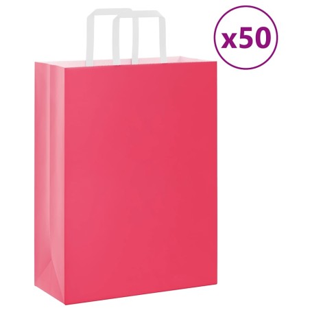 Sacs en papier 50 pcs avec poignées rose 26x12x35 cm 532661532661