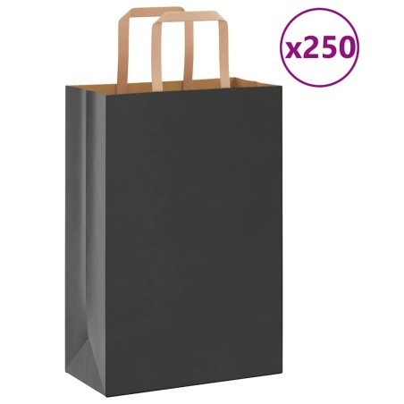 Sacs en papier 250 pcs avec poignées noir 21x11x31 cm 532662532662