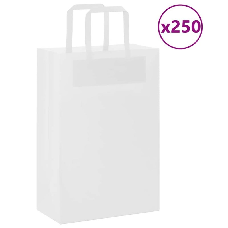Sacs en papier 250 pcs avec poignées blanc 21x11x31 cm 532666532666