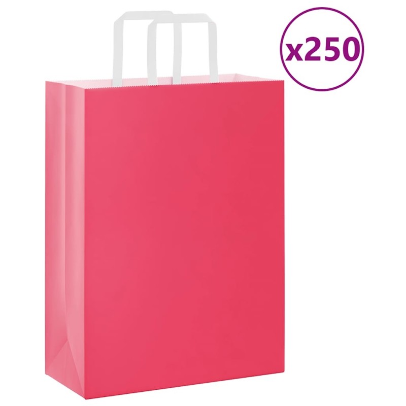 Sacs en papier 250 pcs avec poignées rose 26x12x35 cm 532672532672