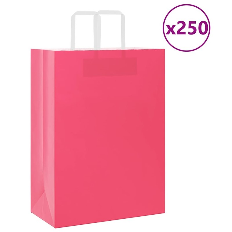 Sacs en papier 250 pcs avec poignées rose 32x17x44 cm 532676532676