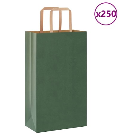 Sacs en papier 250 pcs avec poignées vert 21x11x36 cm 532685532685
