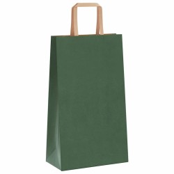 Sacs en papier 250 pcs avec poignées vert 21x11x36 cm 532685532685