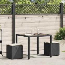 Tabourets jardin coussins 2 pcs noir 40x40x43 cm résine tressée 532706532706