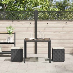 Tabourets jardin coussins 2 pcs noir 40x40x43 cm résine tressée 532706532706
