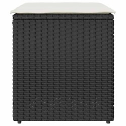 Tabourets jardin coussins 2 pcs noir 40x40x43 cm résine tressée 532706532706