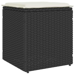 Tabourets jardin coussins 2 pcs noir 40x40x43 cm résine tressée 532706532706