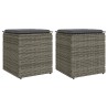Tabourets jardin coussins lot de 2 gris 40x40x43 cm poly rotin 532710532710