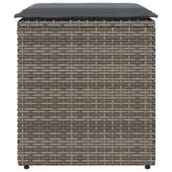 Tabourets jardin coussins lot de 2 gris 40x40x43 cm poly rotin 532710532710