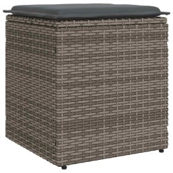 Tabourets jardin coussins lot de 2 gris 40x40x43 cm poly rotin 532710532710