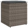 Tabourets jardin coussins lot de 2 gris 40x40x43 cm poly rotin 532710532710