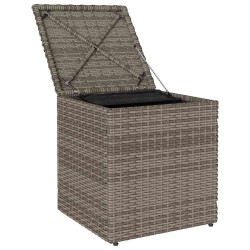 Tabourets jardin coussins lot de 2 gris 40x40x43 cm poly rotin 532710532710