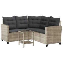 Canapé de jardin table et coussins en forme de L gris clair 532745532745