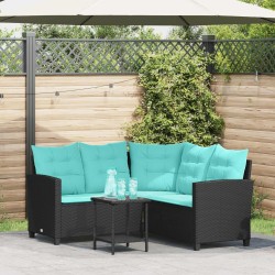 Canapé de jardin 2 pcs Noir et turquoise Poly rotin 532750532750