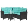 Canapé de jardin 2 pcs Noir et turquoise Poly rotin 532750532750
