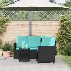 Canapé de jardin 2 pcs Noir et turquoise Poly rotin 532750532750