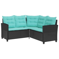 Canapé de jardin 2 pcs Noir et turquoise Poly rotin 532750532750