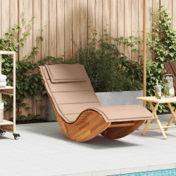 Chaise longue à bascule avec coussin en bois massif d'acacia 532752532752