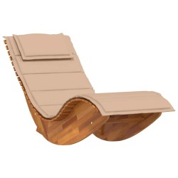 Chaise longue à bascule avec coussin en bois massif d'acacia 532752532752