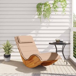 Chaise longue à bascule avec coussin en bois massif d'acacia 532752532752
