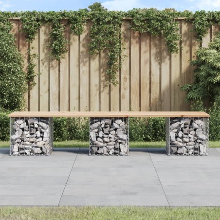 Banc de jardin design de gabion 203x44x42 cm bois massif de pin 532762532762