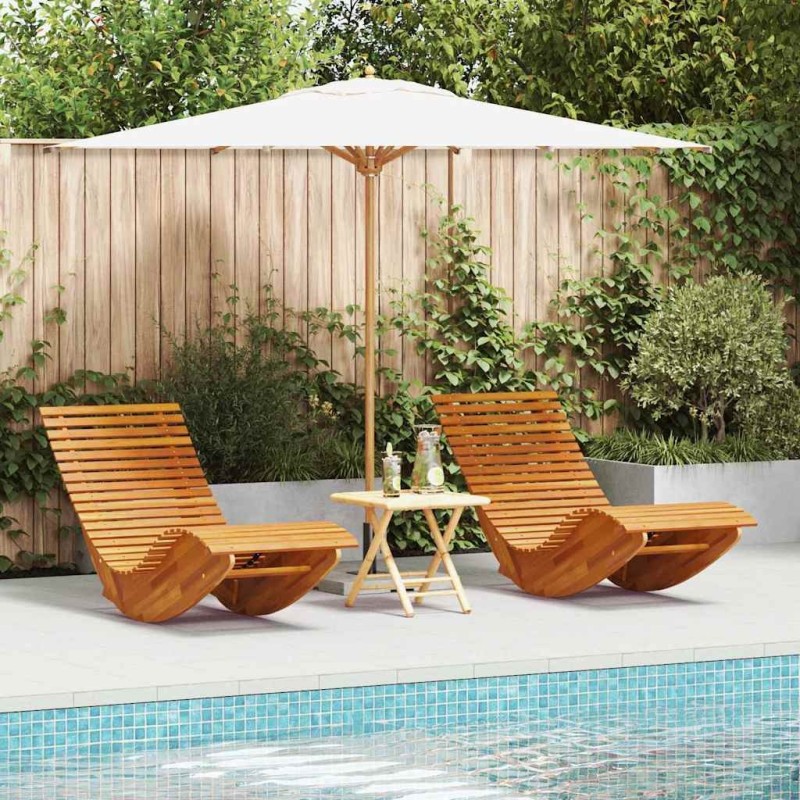 Transat 2 pcs Marron 154 x 60 x 74 cm Bois d'Acacia Massif 532763532763