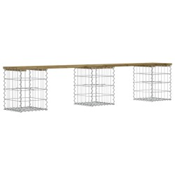 Banc de jardin design gabion 203x31x42 cm bois de pin imprégné 532786532786