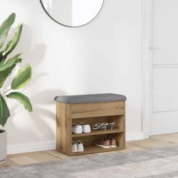 Banc à chaussures chêne artisanal 62x32x50 cm bois d'ingénierie 532789532789