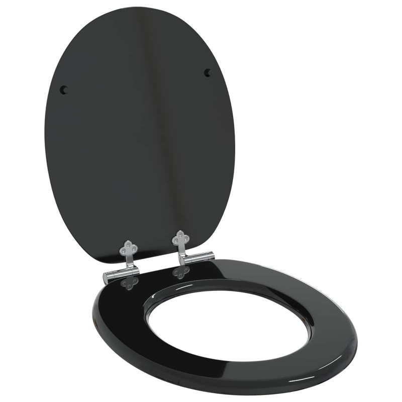 Siège de toilette à fermeture douce Noir 44 x 38 cm Panneau MDF 532813532813